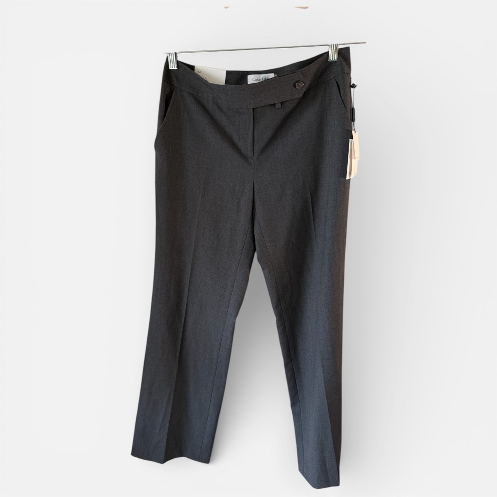 NWT Calvin Klein Women’s Classic Fit Suit Pants Grey Size 2 Straight Leg